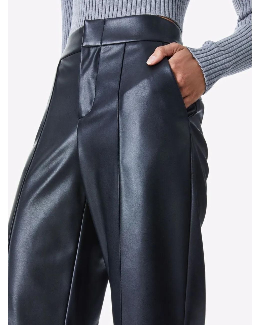Alice + Olivia Blue Dylan High-Waisted Wide Trousers