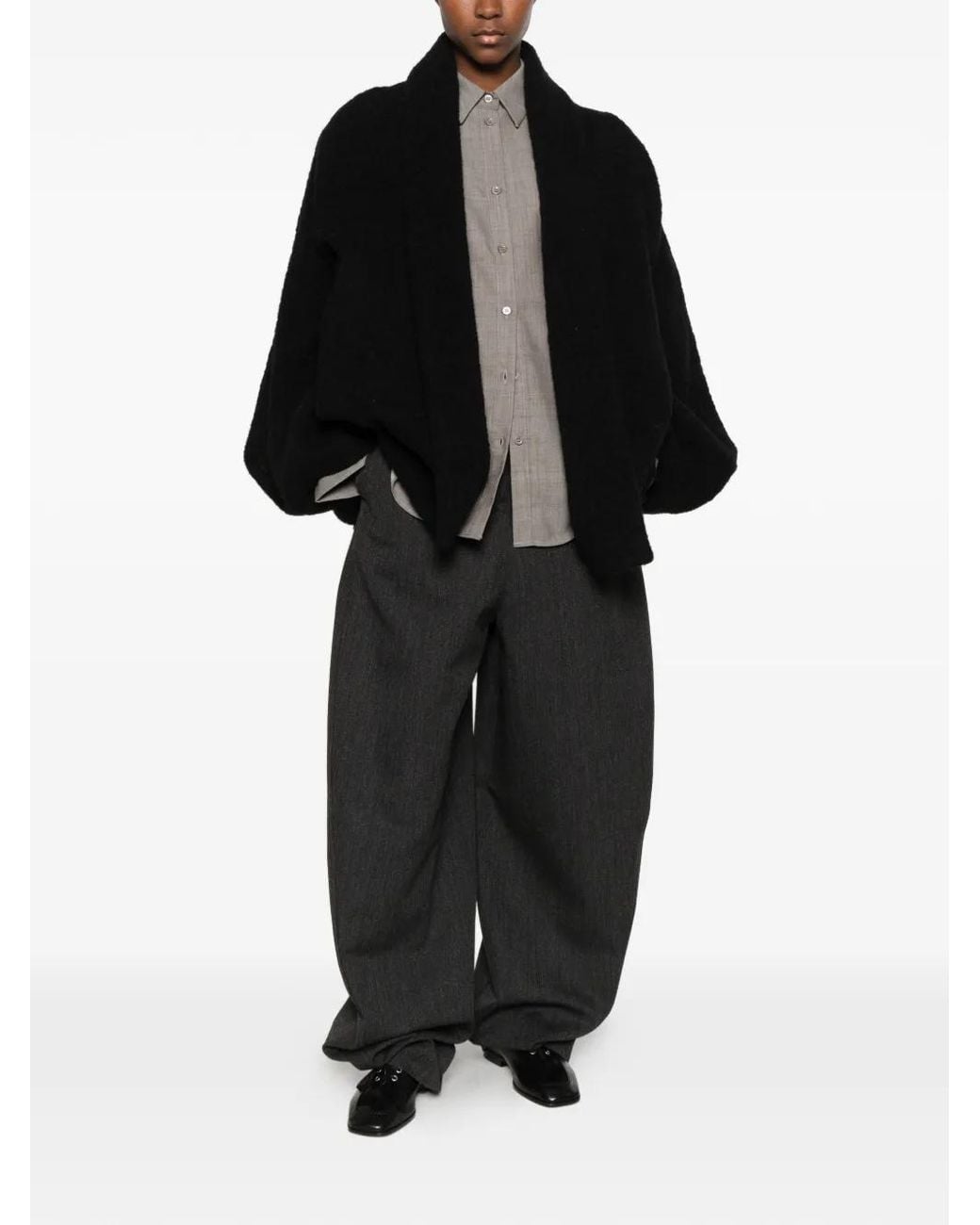 Uma Wang Black Knook Shawl-Collar Oversized Jacket