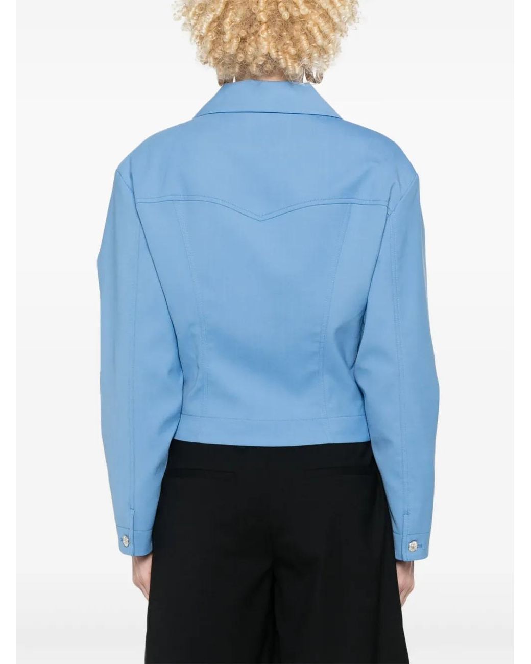 Moschino Blue Logo-Tag Jacket