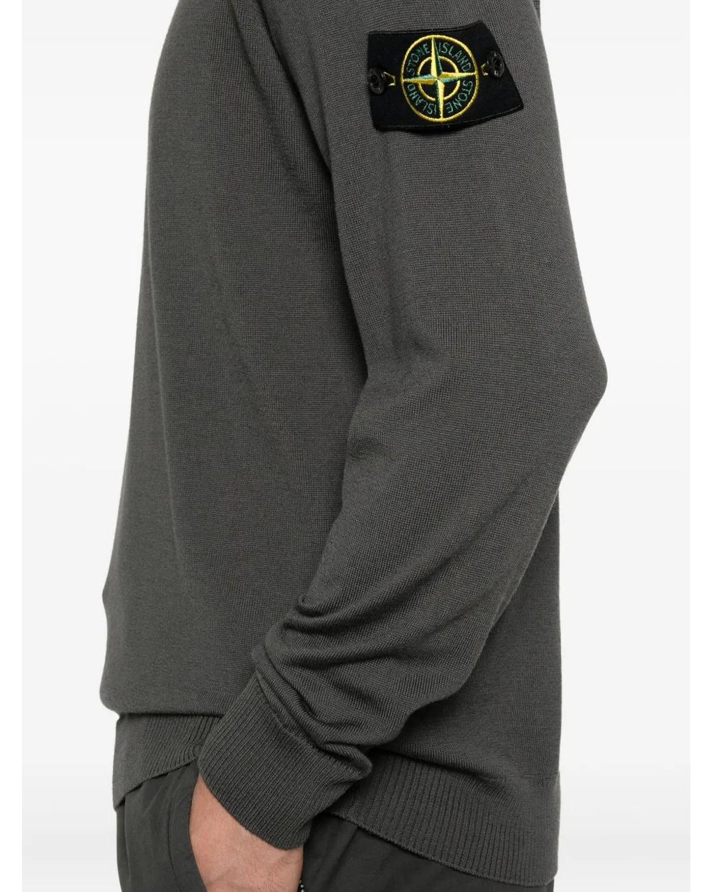 Stone Island Black Compass-Badge Crew-Neck Sweater for men