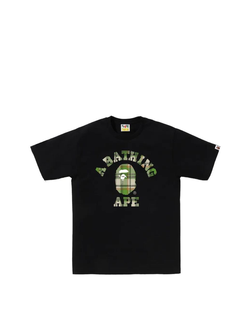 A Bathing Ape Black Ape Head Check-Print T-Shirt for men