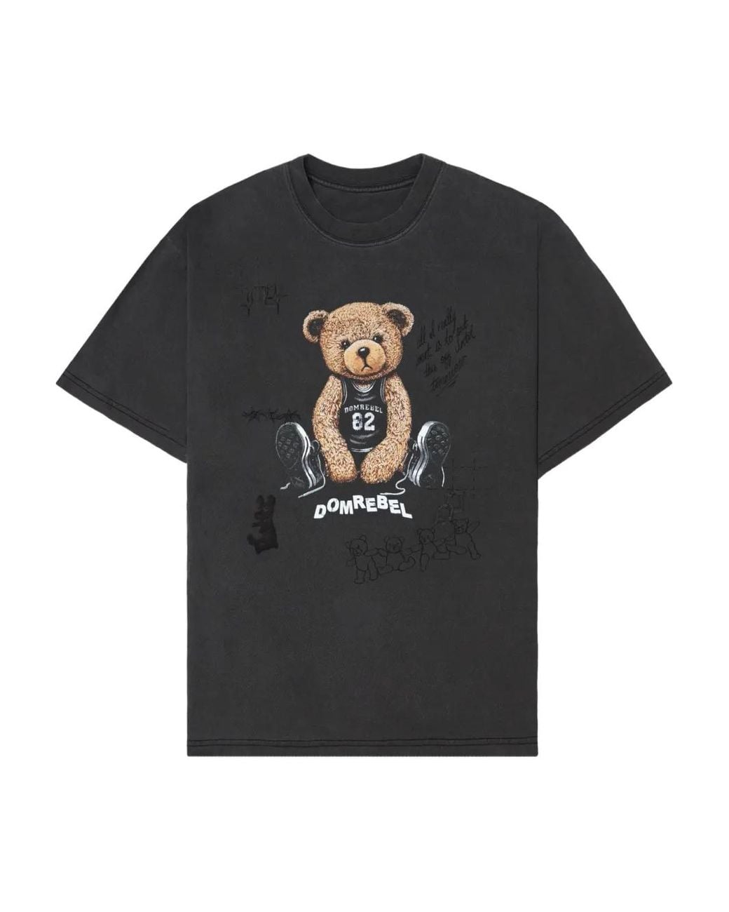 DOMREBEL Black Play Sketch Bear-Print T-Shirt for men