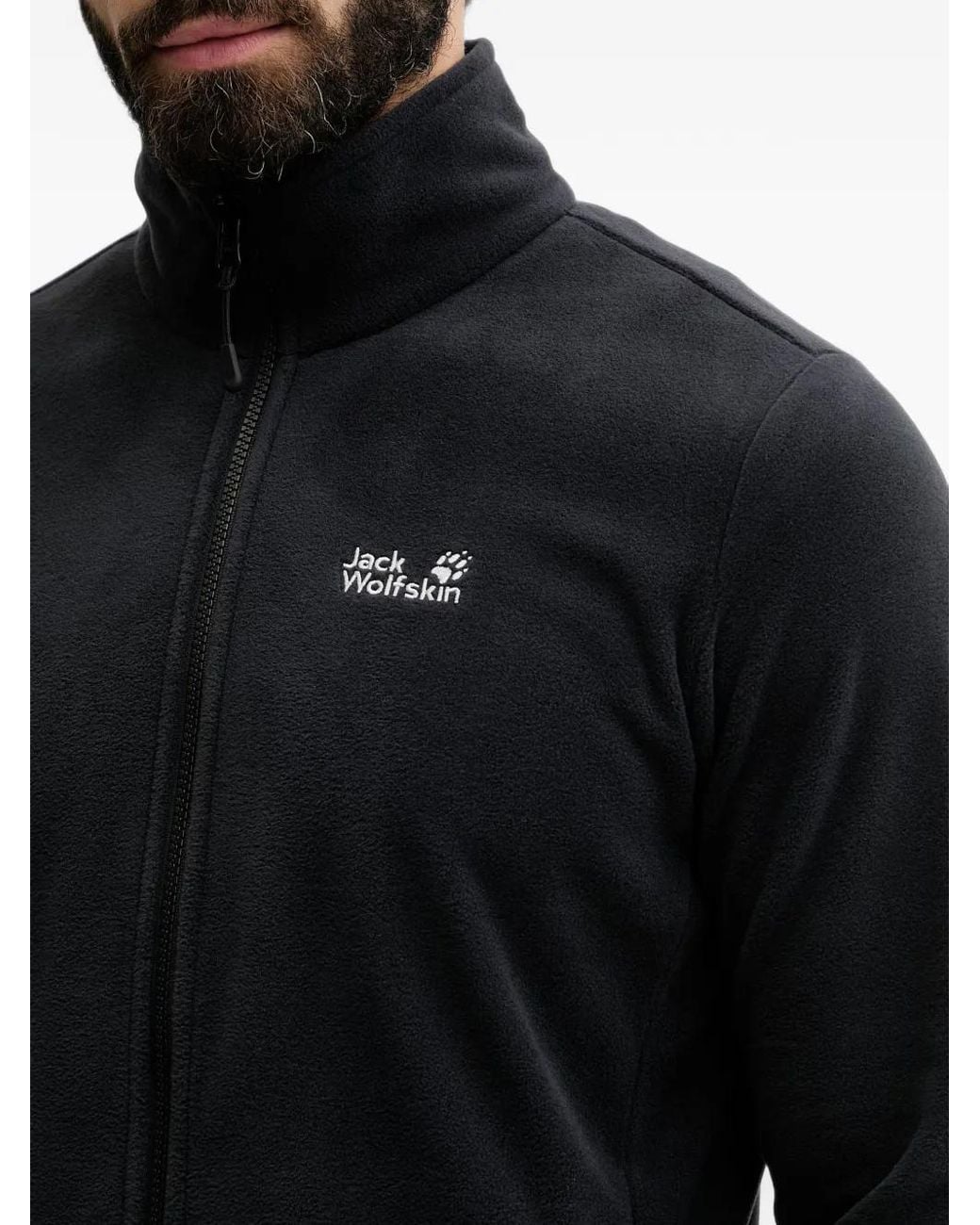 Jack Wolfskin Black Taunus 100 Fleece-Texture Zip-Up 3-In-1 Jacket for men