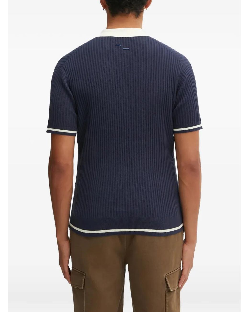 Filling Pieces Blue Ribbed Polo Top for men