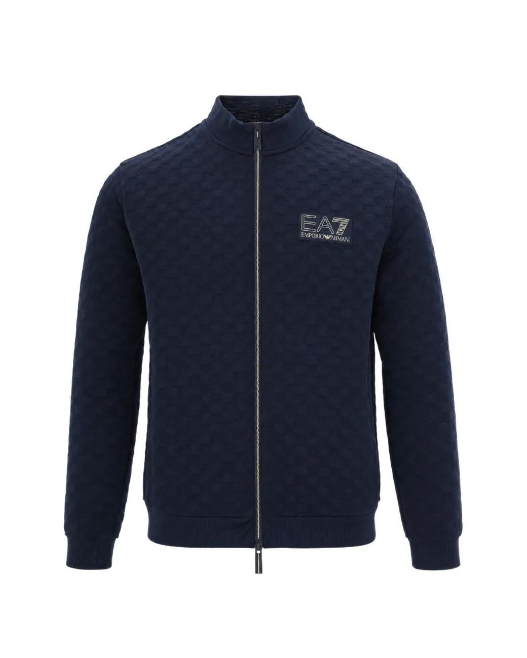 EA7 Blue Logo-Patch Zip-Up Sweatshirt for men