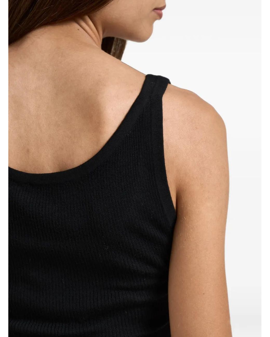 Elisabetta Franchi Black Logo-Plaque Ribbed Tank Top