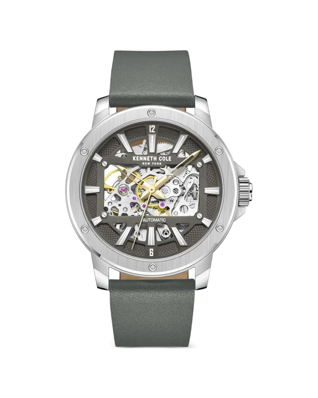 Kenneth Cole Gray Skeleton-Dial 44Mm Watch for men