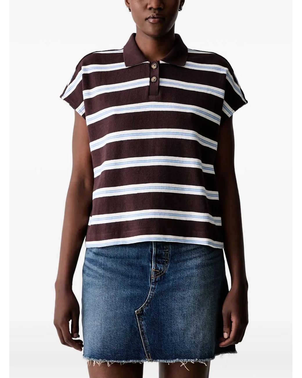 Marc O' Polo Blue Striped Short-Sleeve Polo Shirt