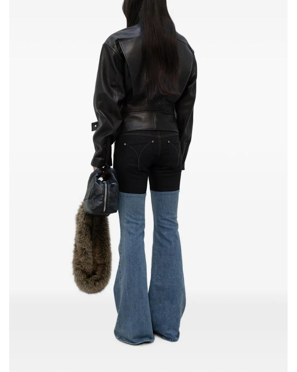 OPEN YY Black Belted Leather Jacket