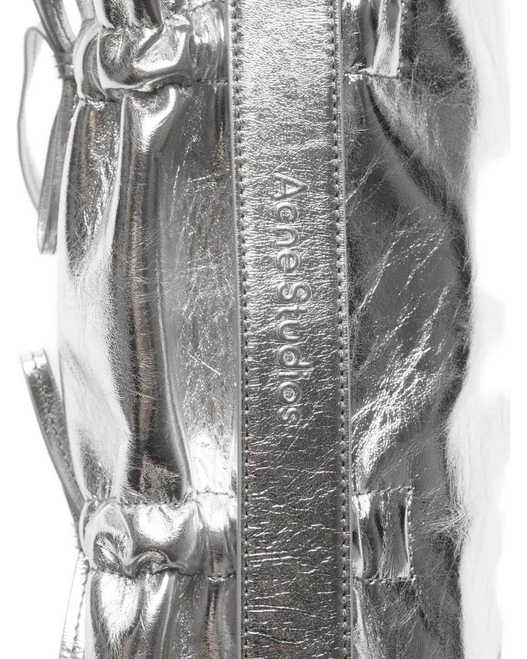 Acne Metallic-Leather Drawstring Tote Bag