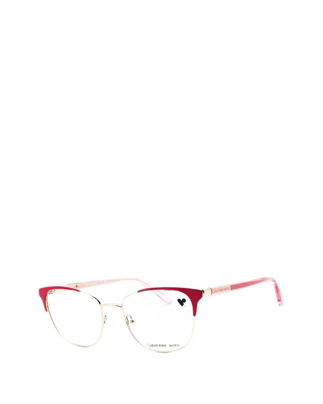 Calvin Klein White Cat-Eye Frame Glasses