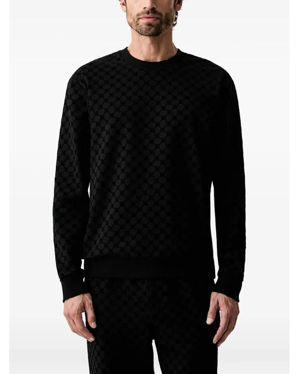 Joop! Black Monogram-Patterned Crew-Neck Sweatshirt for men