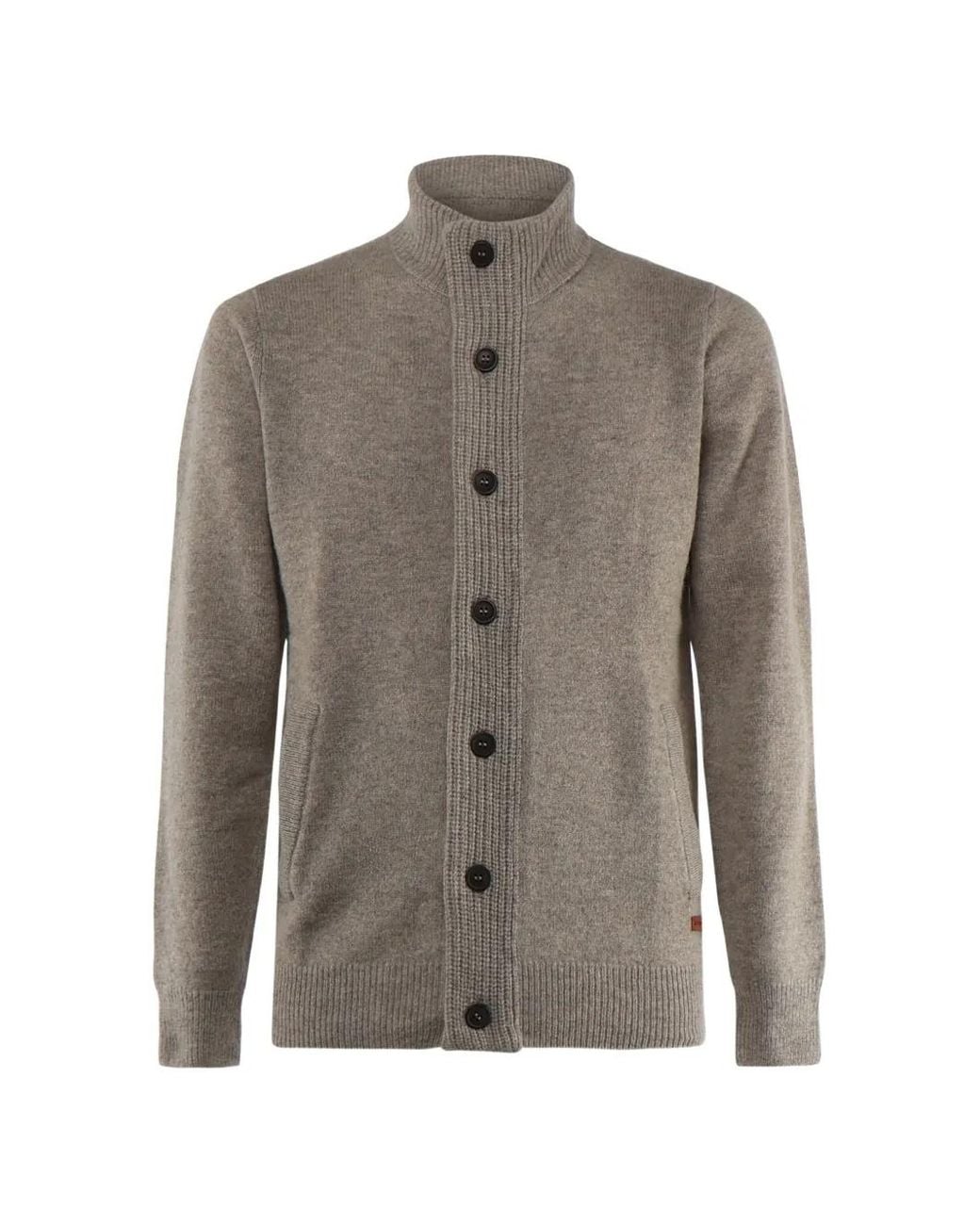 Barbour Gray Elbow-Patch Button-Up Cardigan for men