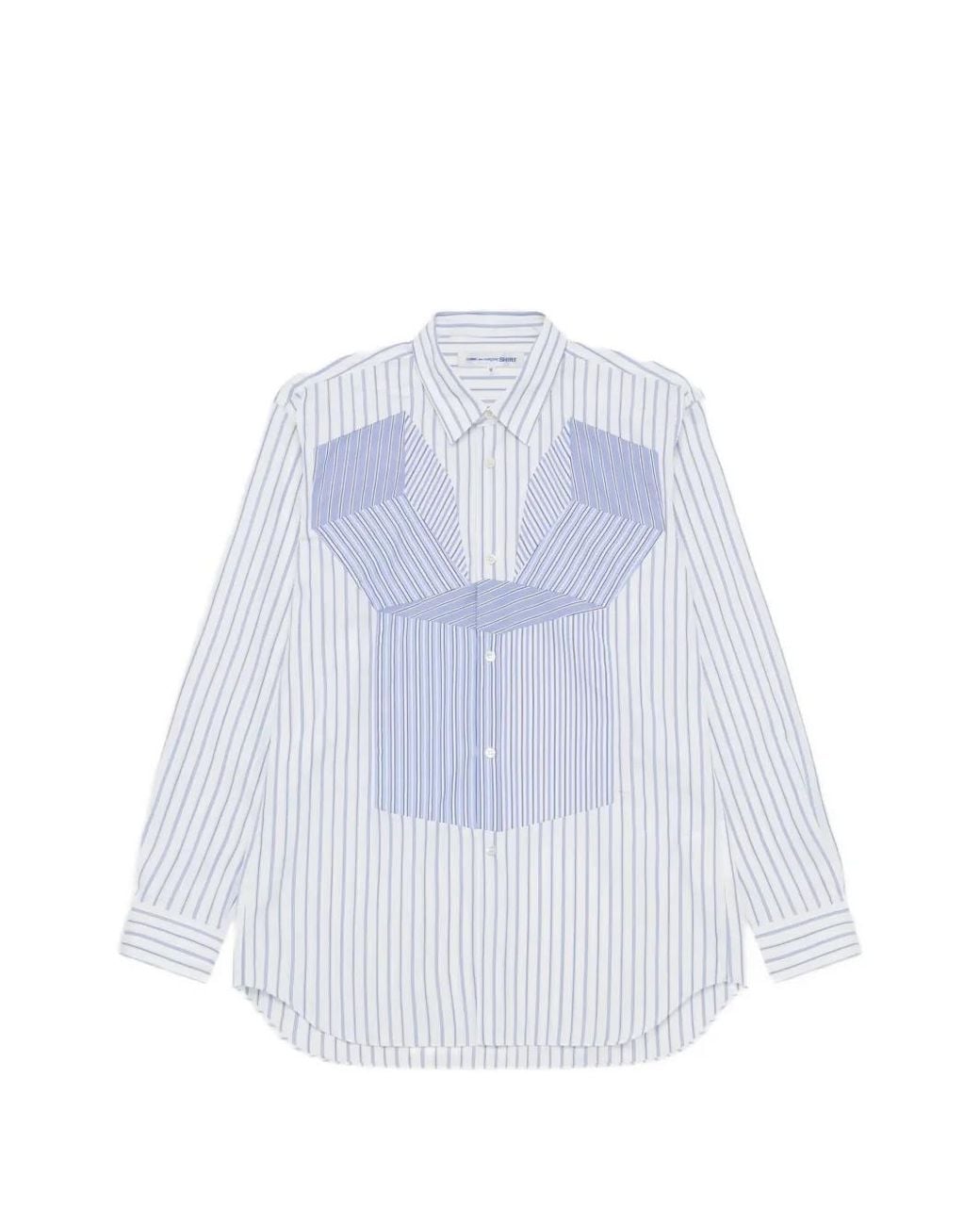 Comme des Garçons White Striped Panelled Shirt for men