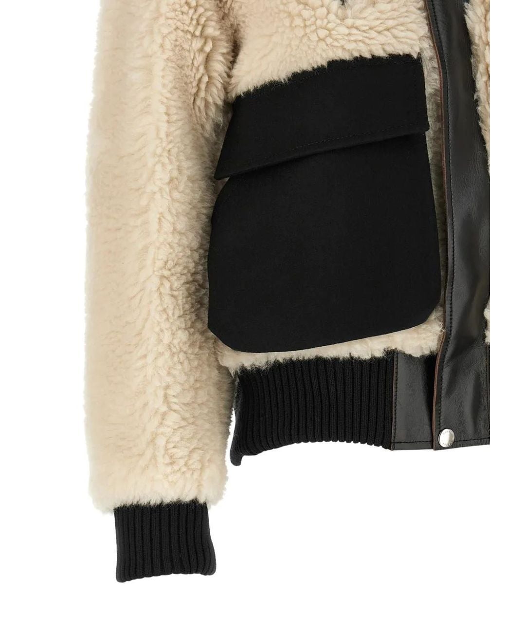 Sacai Black Shearling Effect Wool Jacket