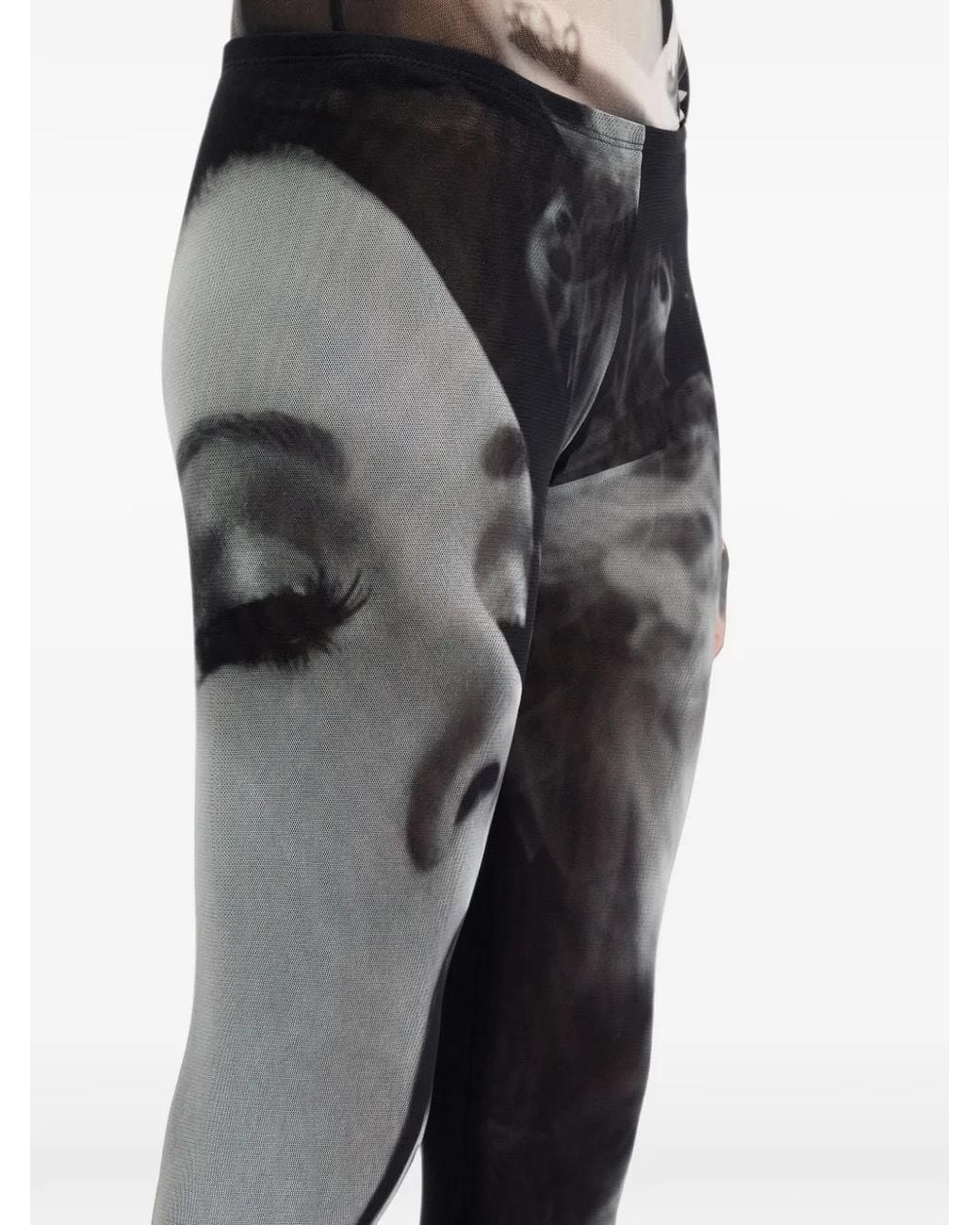 Jean Paul Gaultier Black Mesh Flare Pants Printed "Smoking