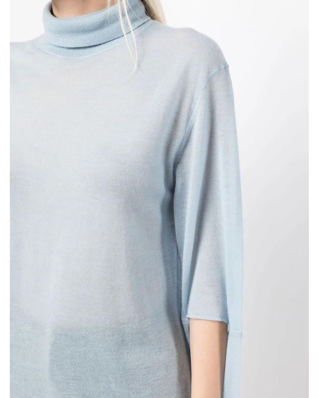 Helmut Lang Blue Cut-Out Detail Cashmere Jumper