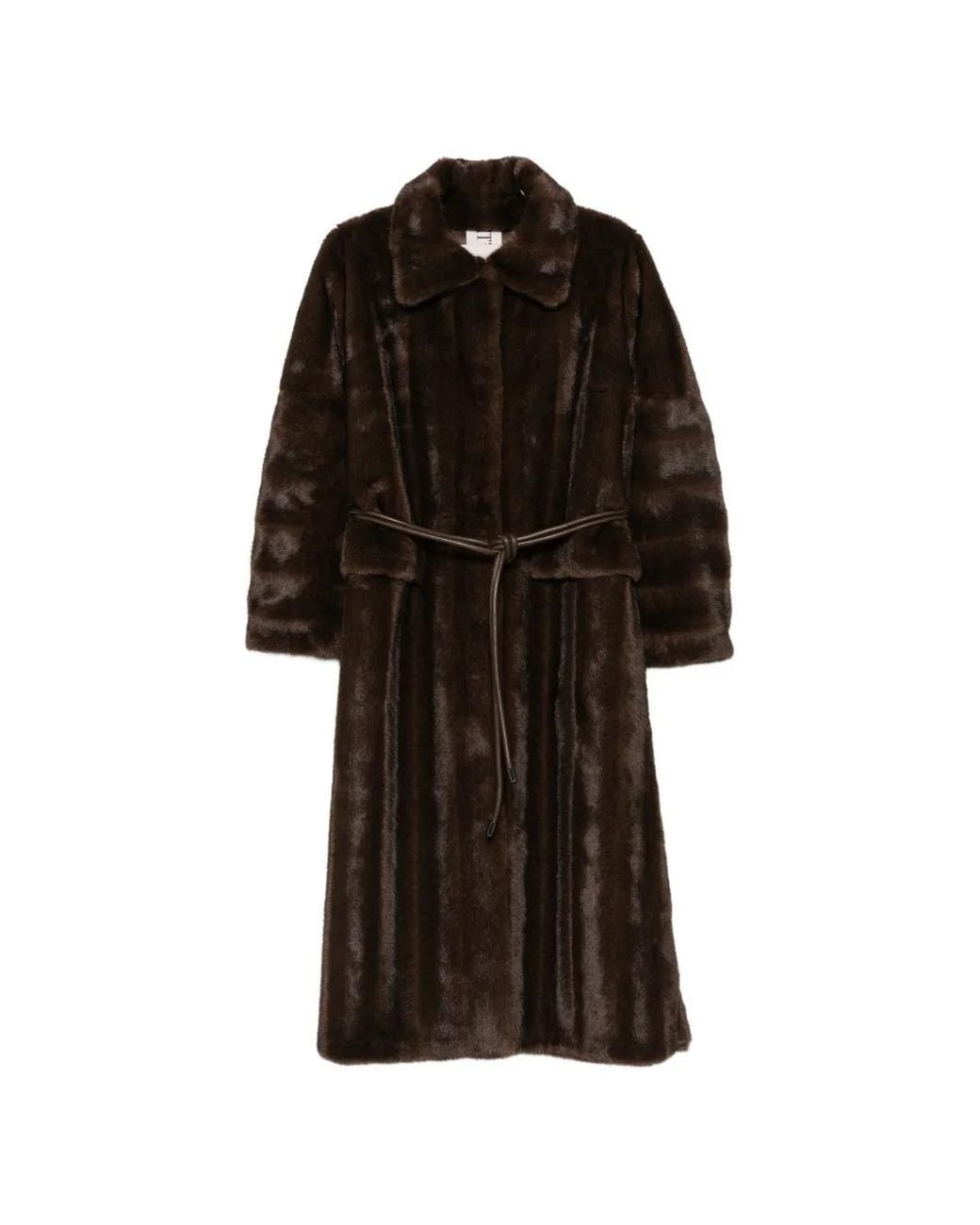 VALENTINI 1972 Black Faux-Fur Belted Coat