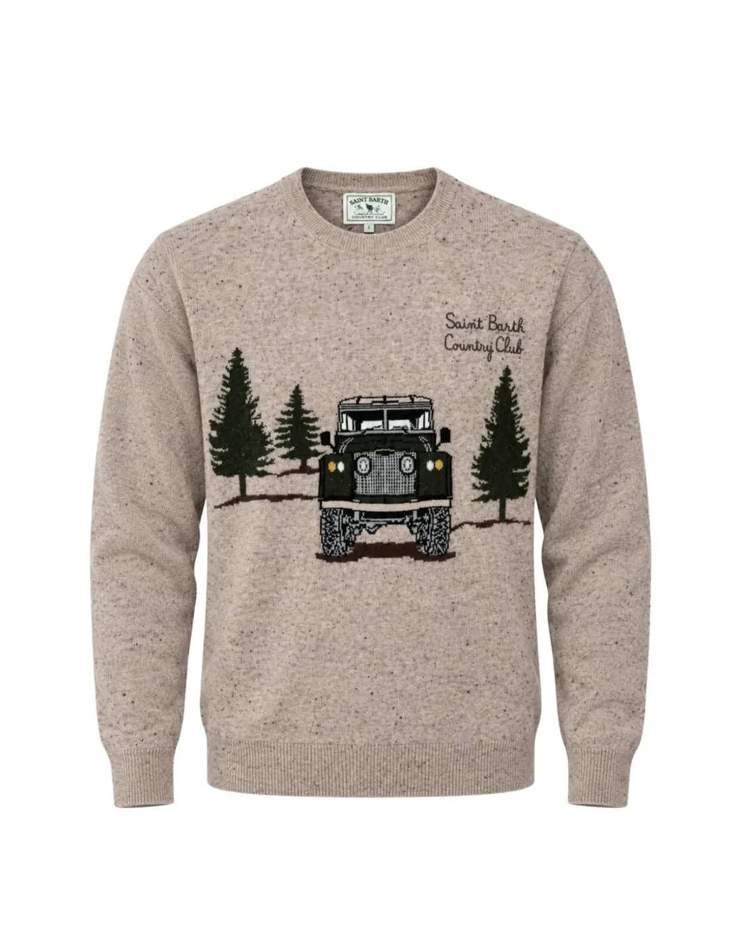 Mc2 Saint Barth Gray Embroidered Flecked Sweater for men
