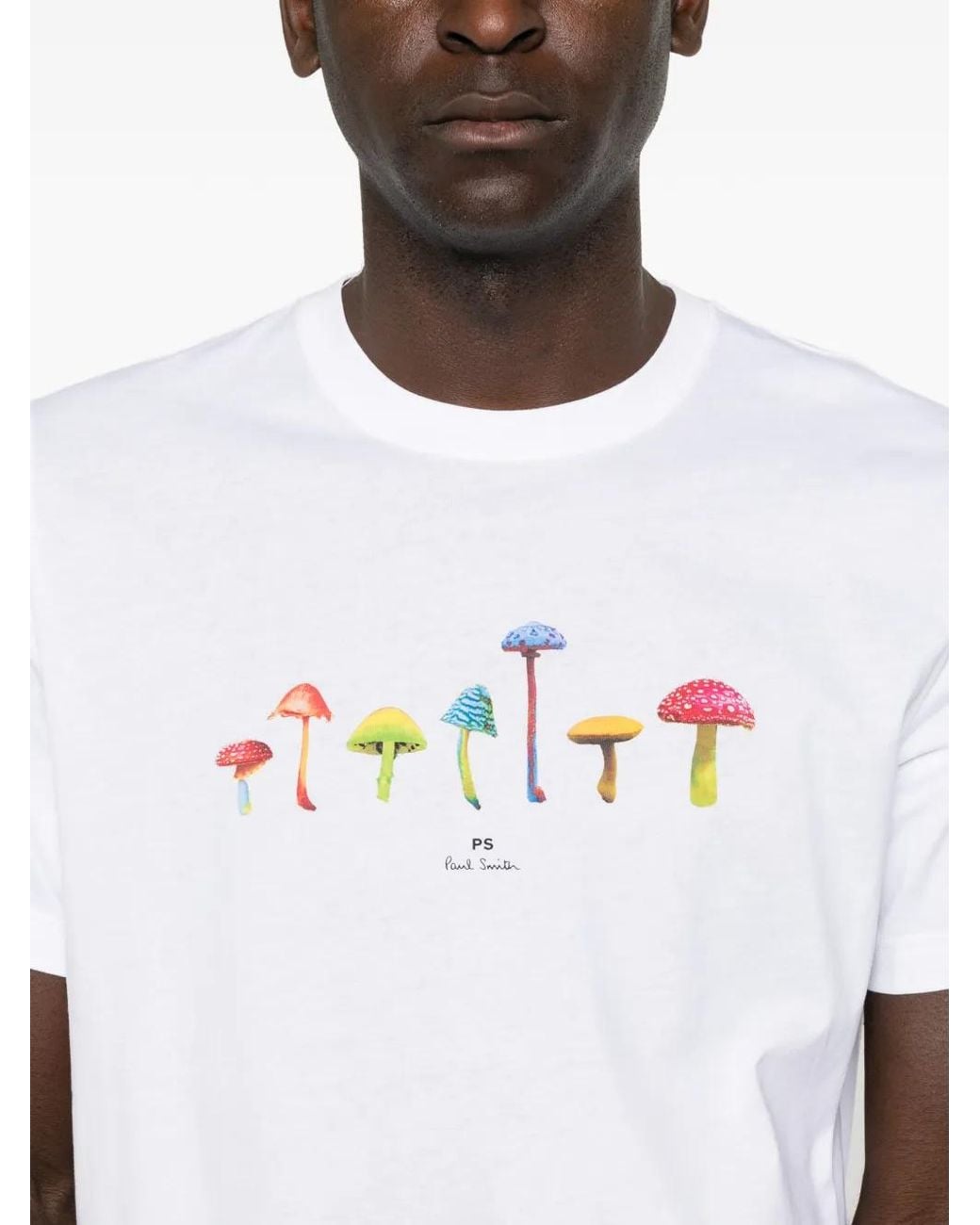 Paul Smith White Mushrooms Cotton T-Shirt for men