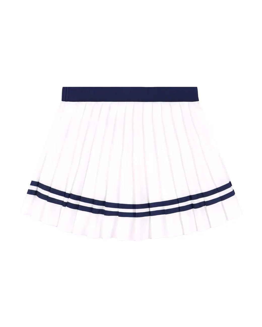 Sporty & Rich Blue Logo-Print Pleated Skirt