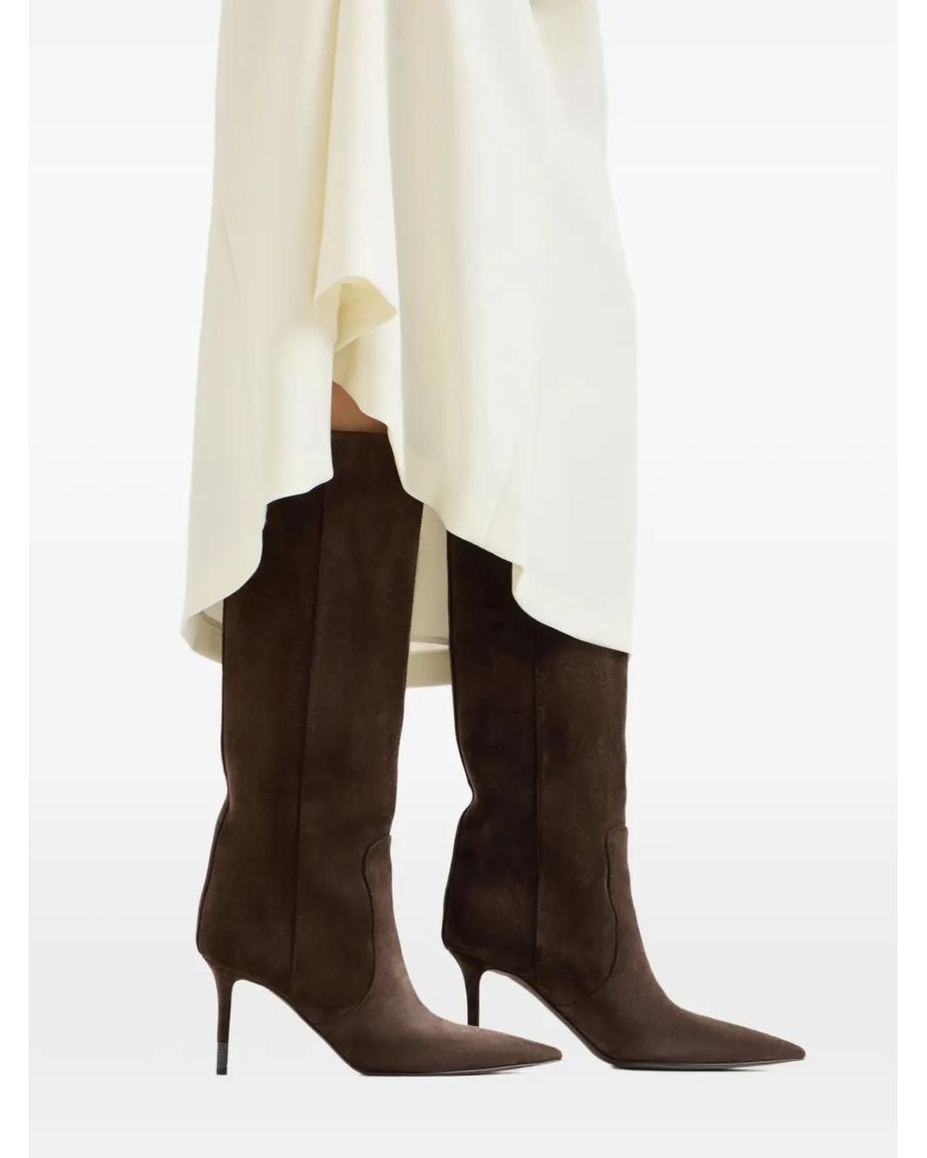 Brunello Cucinelli Brown Suede Boots With Monili