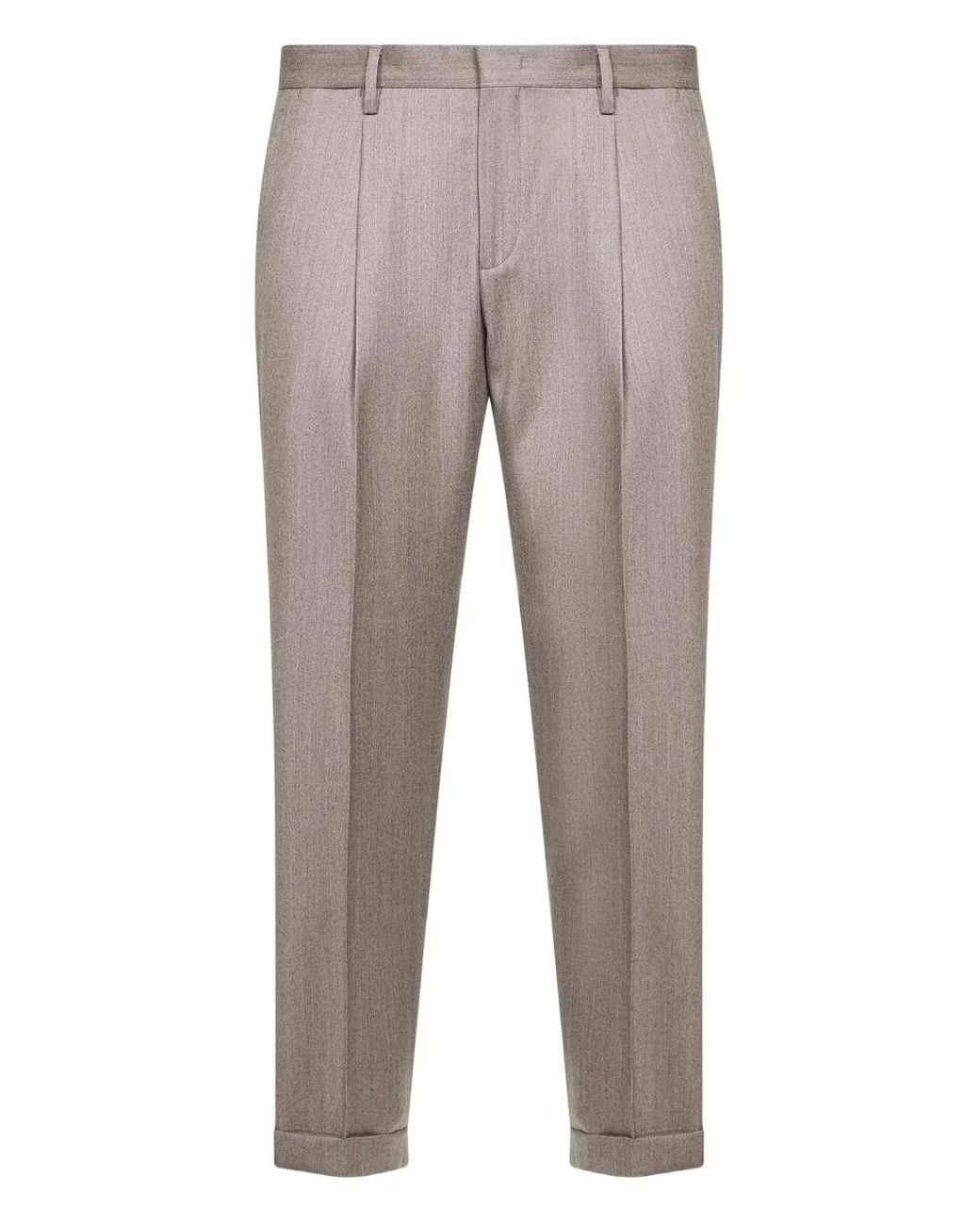 D4.0 Gray Pleat Turn-Up Trousers for men