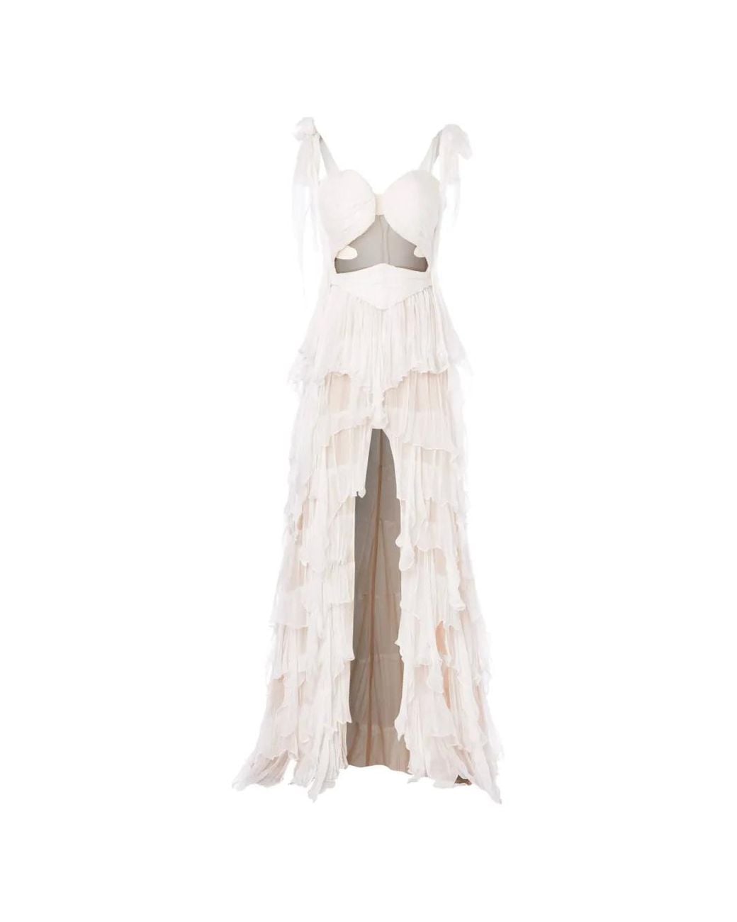NORINA ST White Yvona Ruffled Tiered Maxi Dress