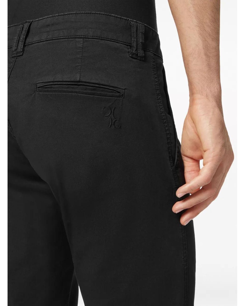 Billionaire Black Logo-Embroidered Denim Chino Trousers for men