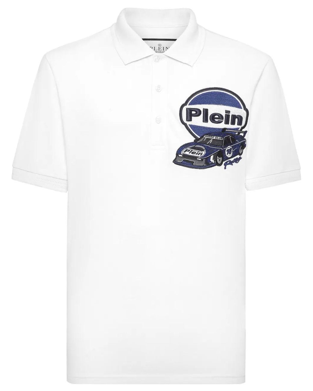 Philipp Plein White Cars Racing Polo Shirt for men