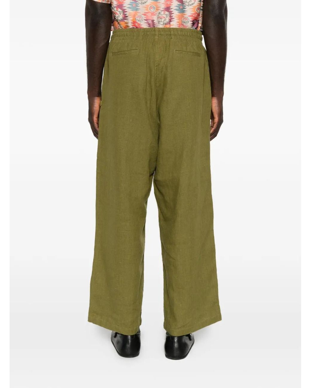 Arte' Green Drawstring Elasticated-Waistband Trousers for men