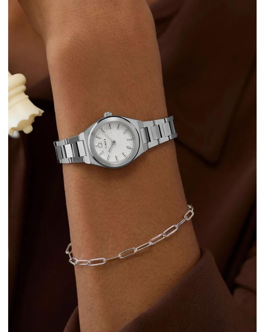 Timex White Q Continental 24Mm Watch