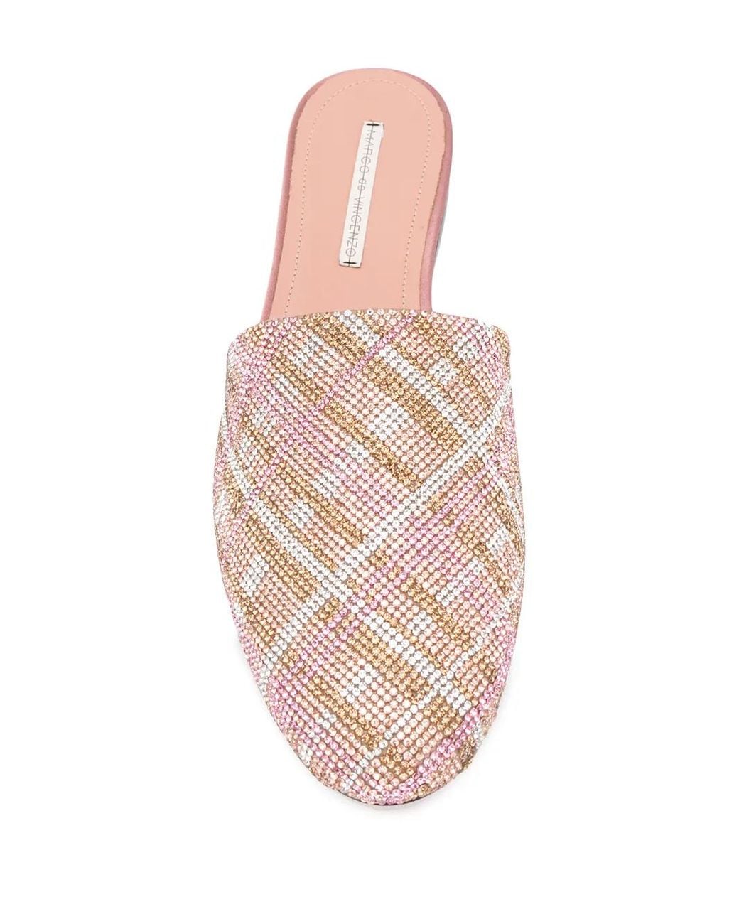 Marco De Vincenzo Pink Check-Crystal Slippers