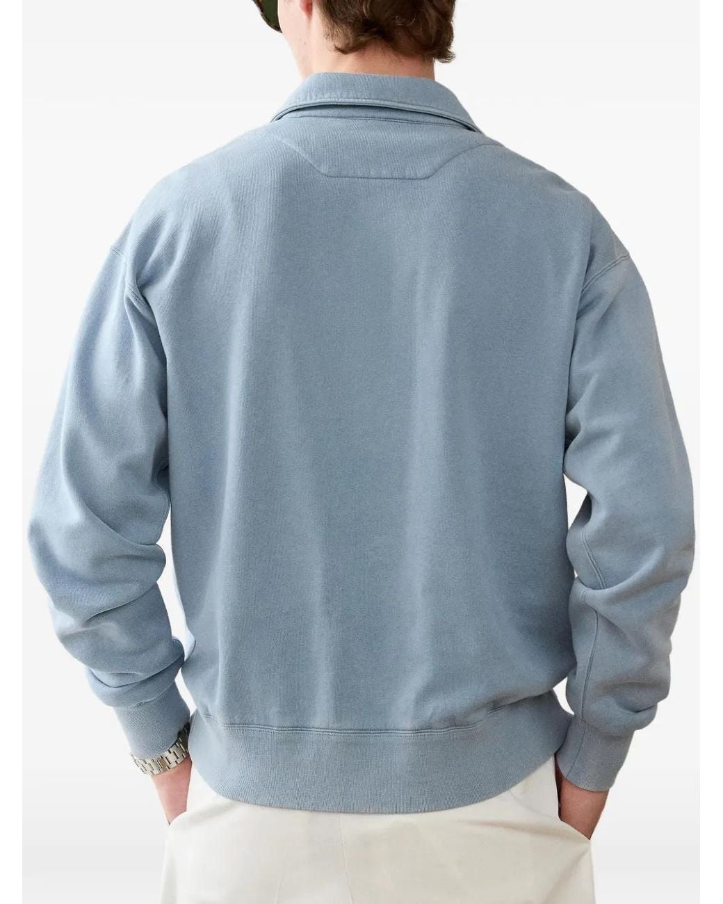 Ralph Lauren Blue Logo-Embroidered Quarter-Zip Sweatshirt for men