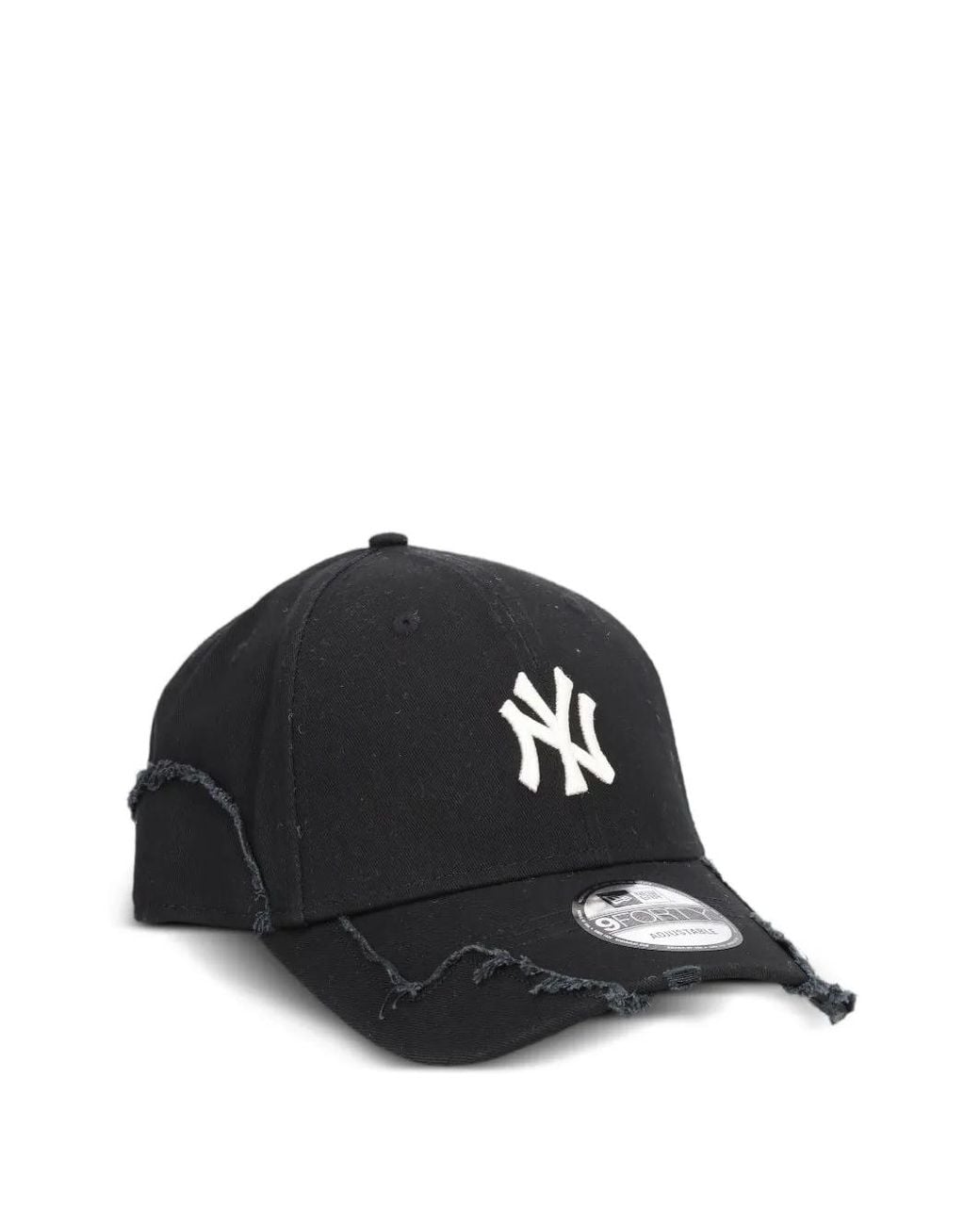 KTZ Black Stitched Visor 9Forty Distressed Cap for men