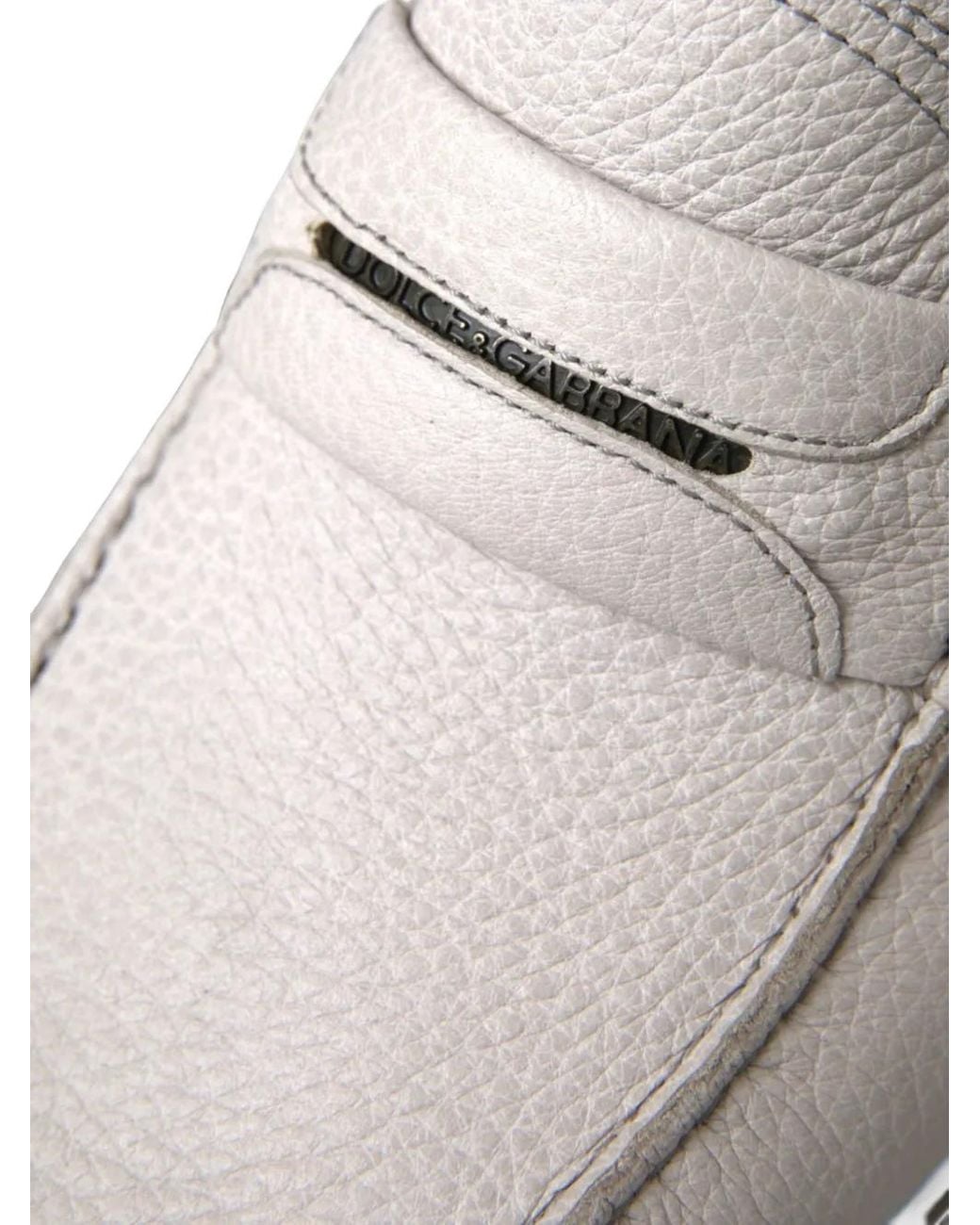 Dolce & Gabbana White Grainy Leather Loafers for men
