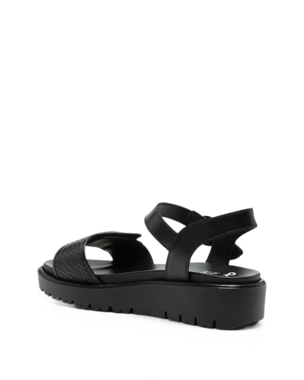 Ara Black Snakeskin-Effect Touch-Strap Sandals