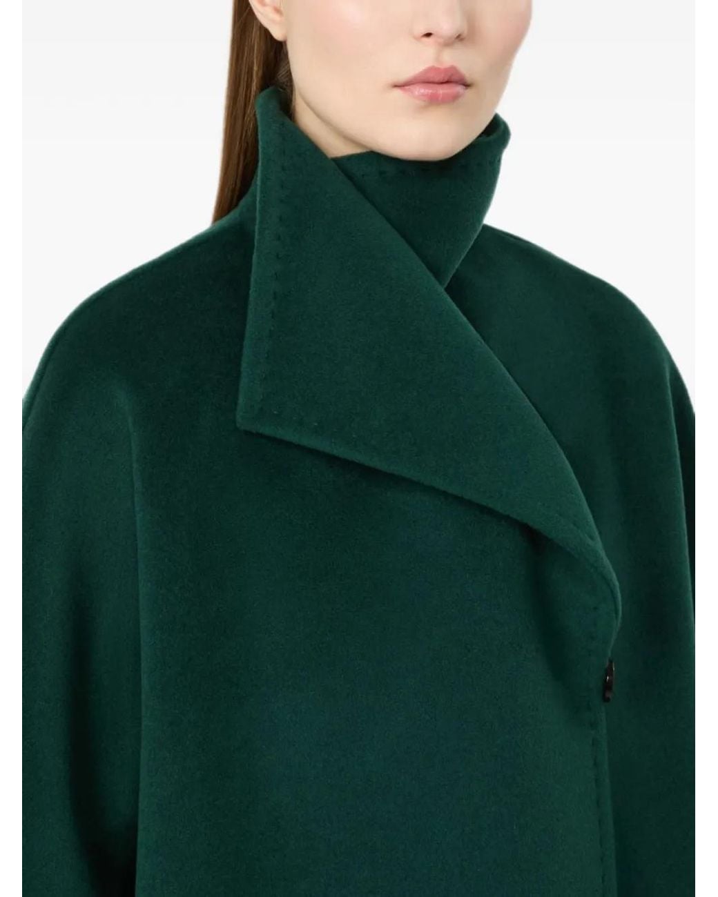 Max Mara Green Cocoon-Fit Wool Coat