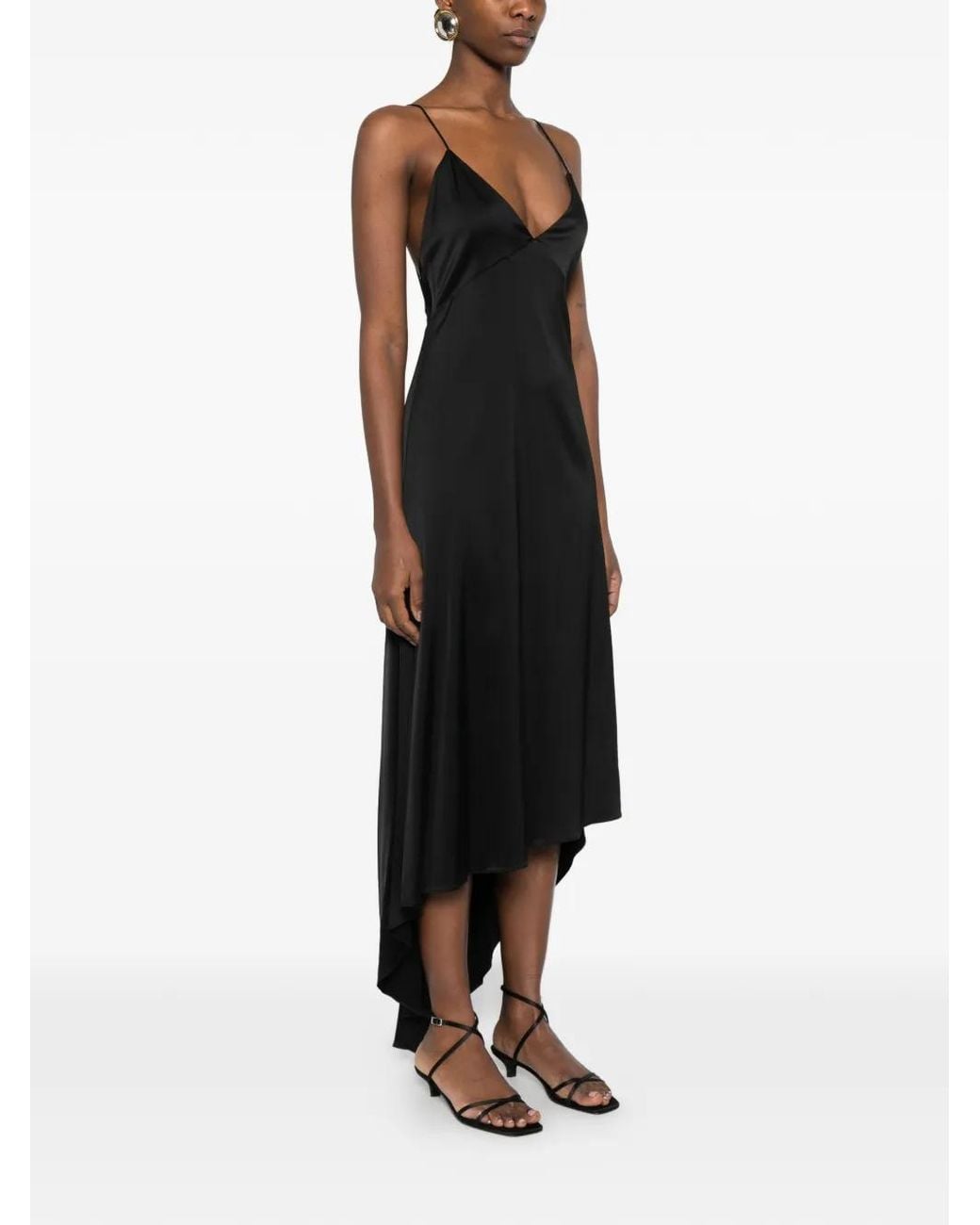 Alice + Olivia Black Open-Back Midi Dress
