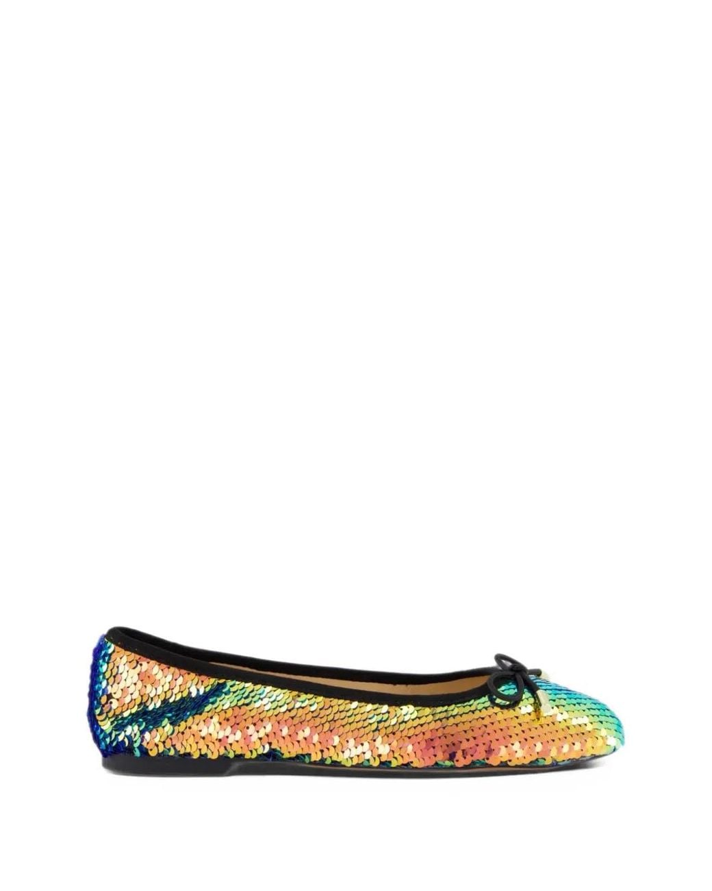 Inuovo Green Sequin-Embellished Ballet Flats