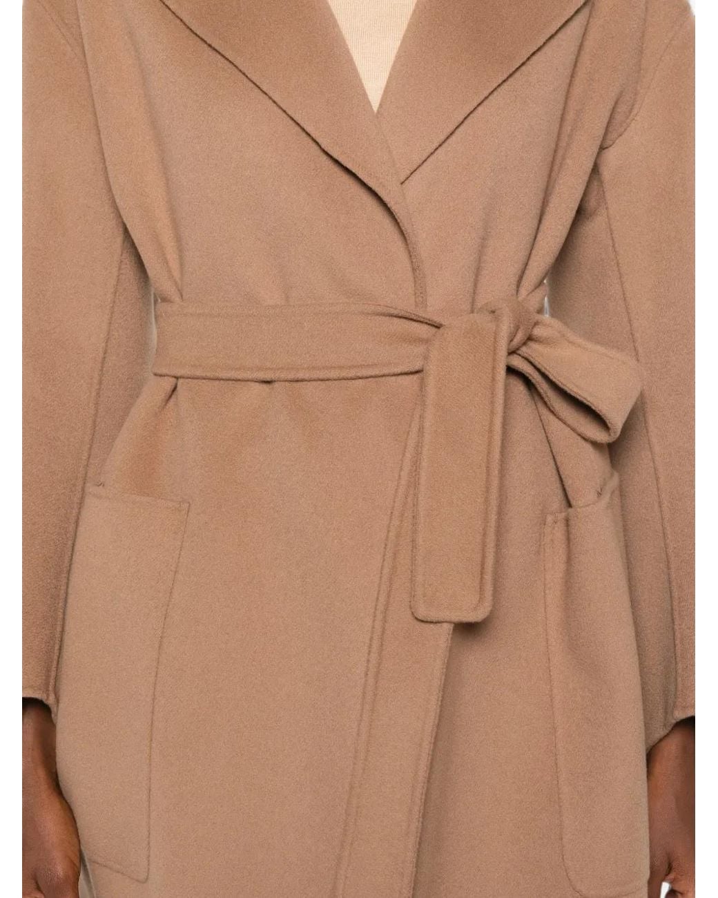 Max Mara Natural Velo Belted Notch-Lapel Coat