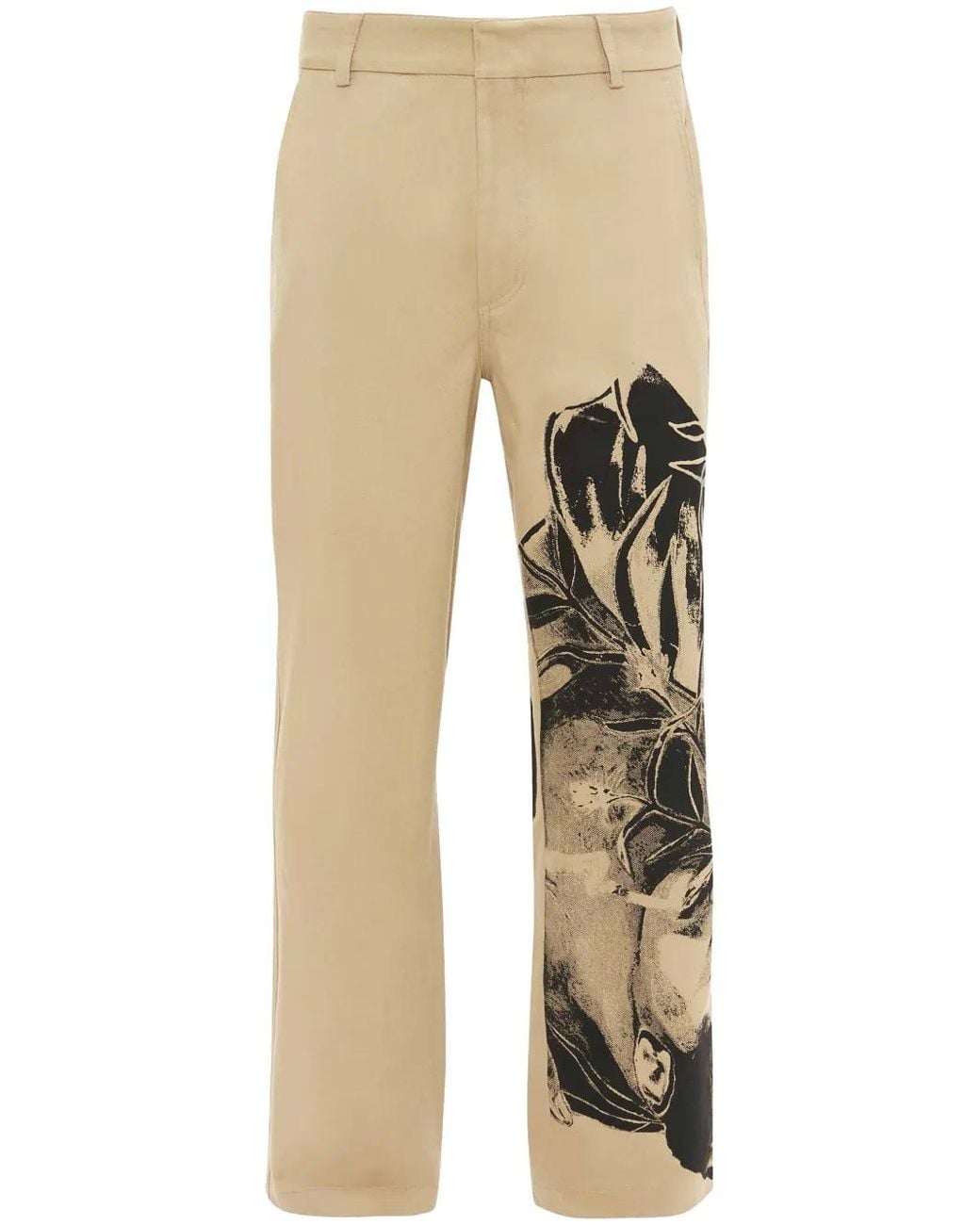 J.W. Anderson Natural Graphic-Print Straight-Leg Trousers for men