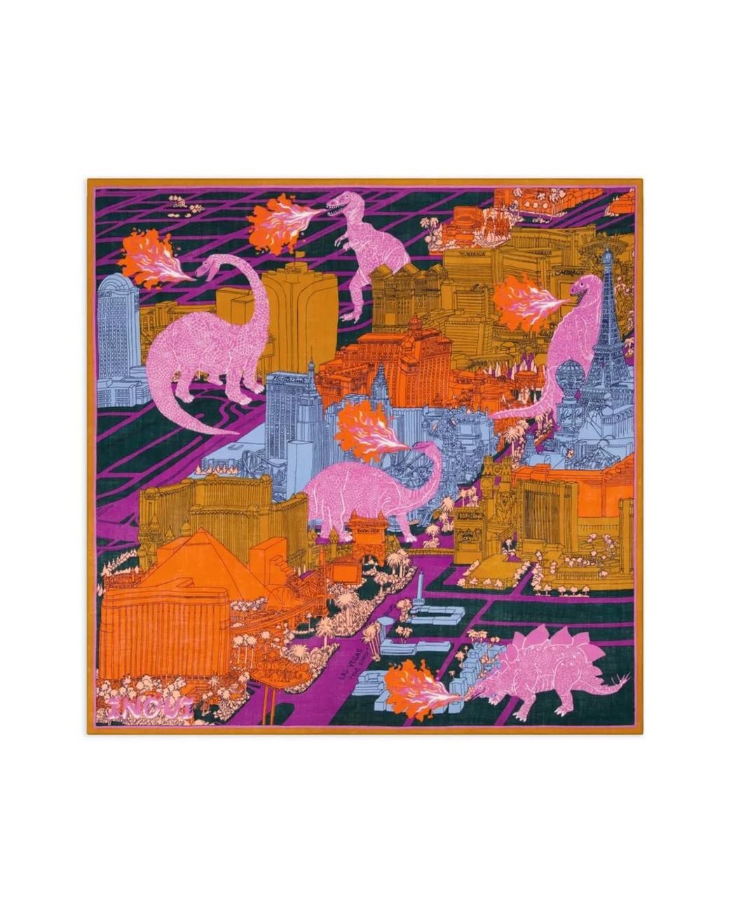 Inoui Edition Orange Vegas Carré 130 Graphic-Print Scarf