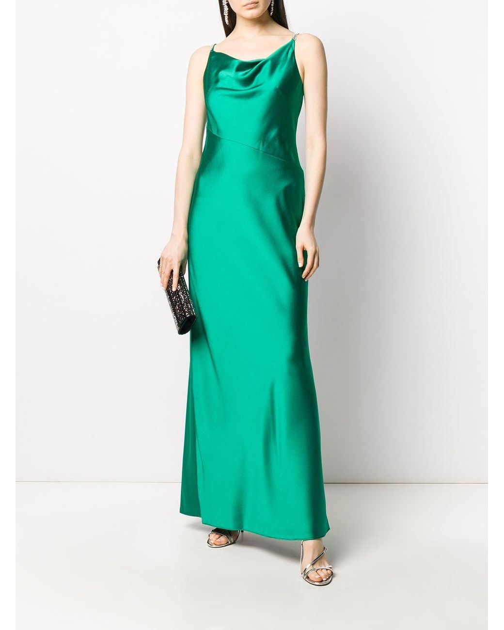Lauren by Ralph Lauren Bonnie Satin Slip Dress in Green | Lyst