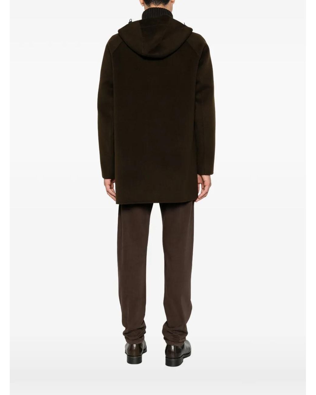Aspesi Brown Super Doppel Hooded Zip-Up Coat for men