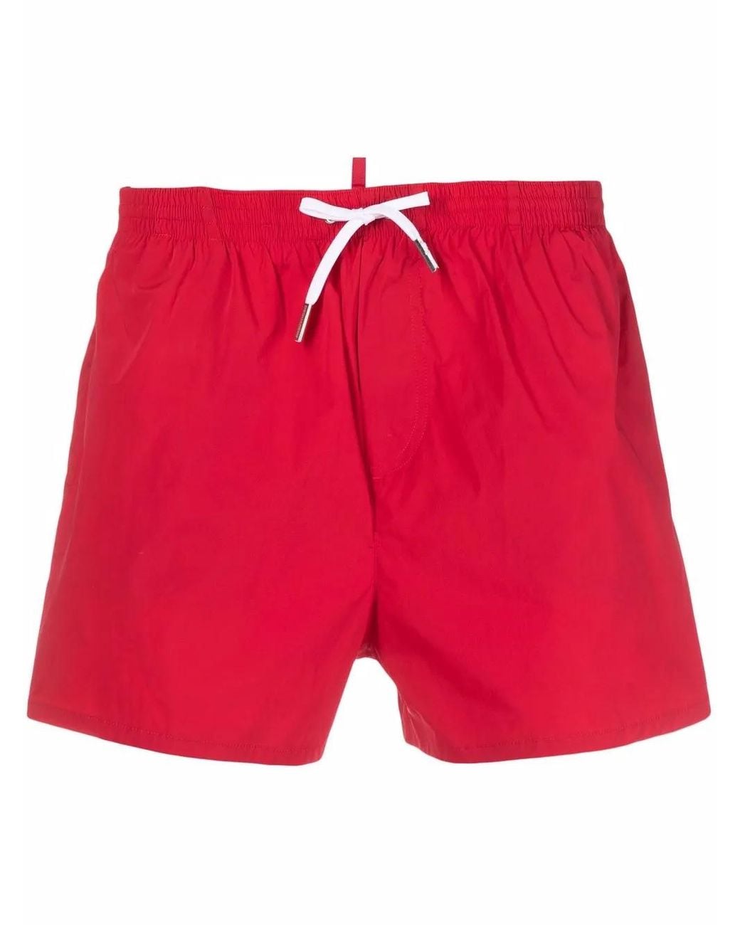 DSquared² Red Icon-Print Drawstring Swim Shorts for men