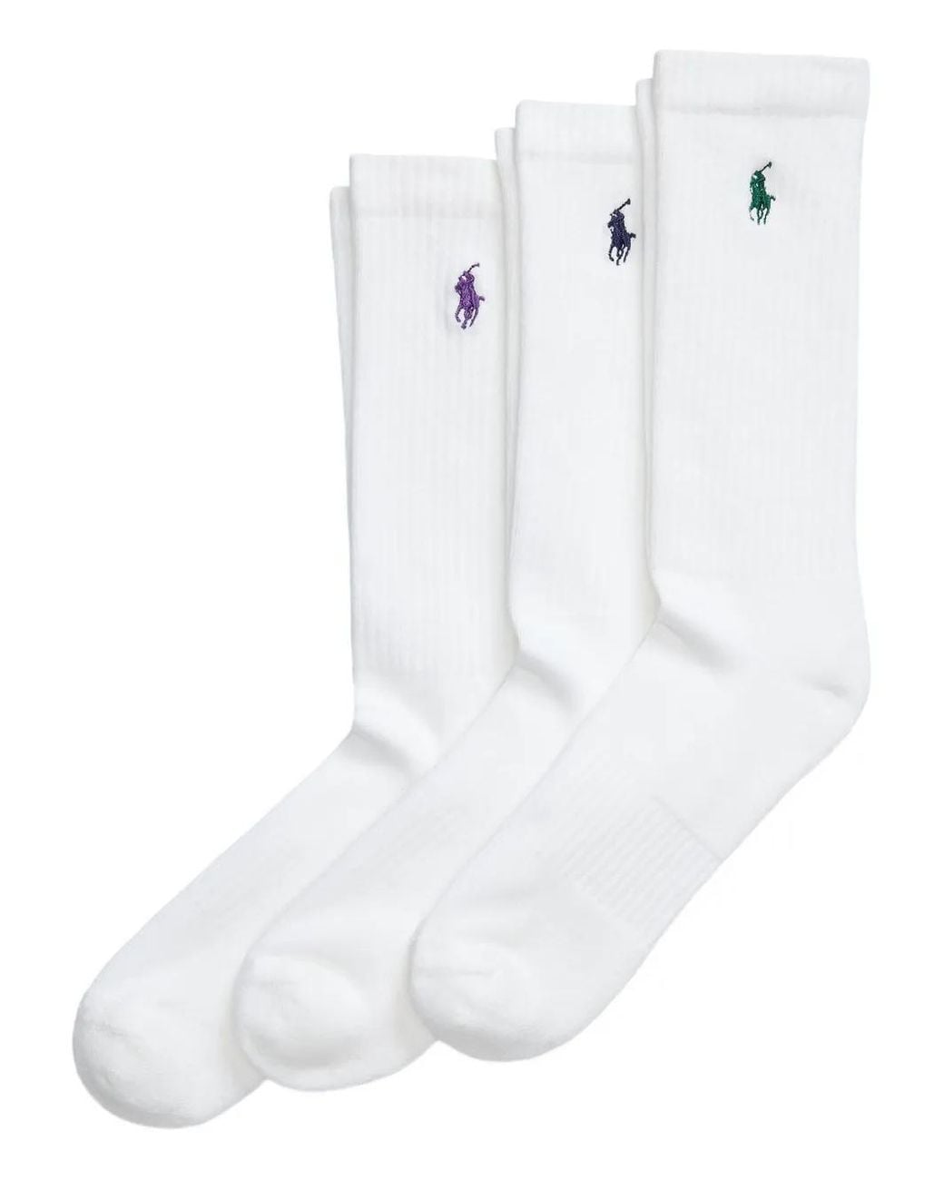 Polo Ralph Lauren White Logo-Embroidered Crew Socks (Pack Of Three) for men