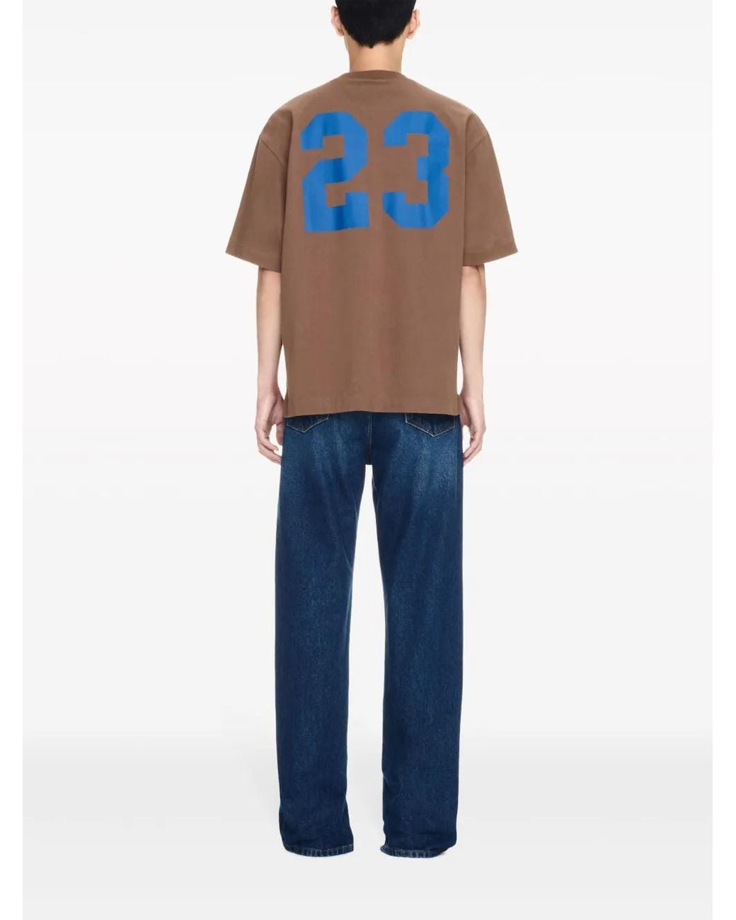 Off-White c/o Virgil Abloh Brown 23 Varsity Skate Cotton T-shirt for men