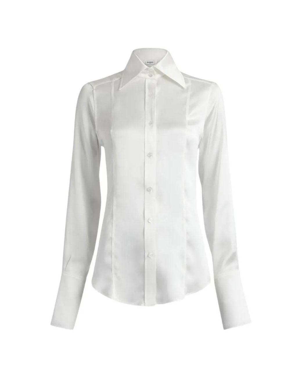 Balmain White Silk Satin Shirt