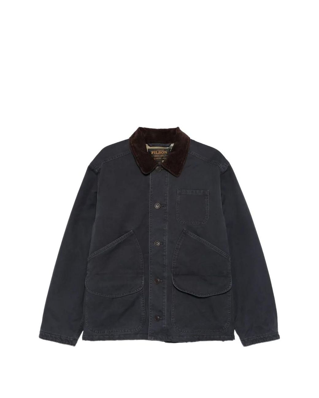 Filson Black Veste En Toile À Col En Velours Côtelé for men